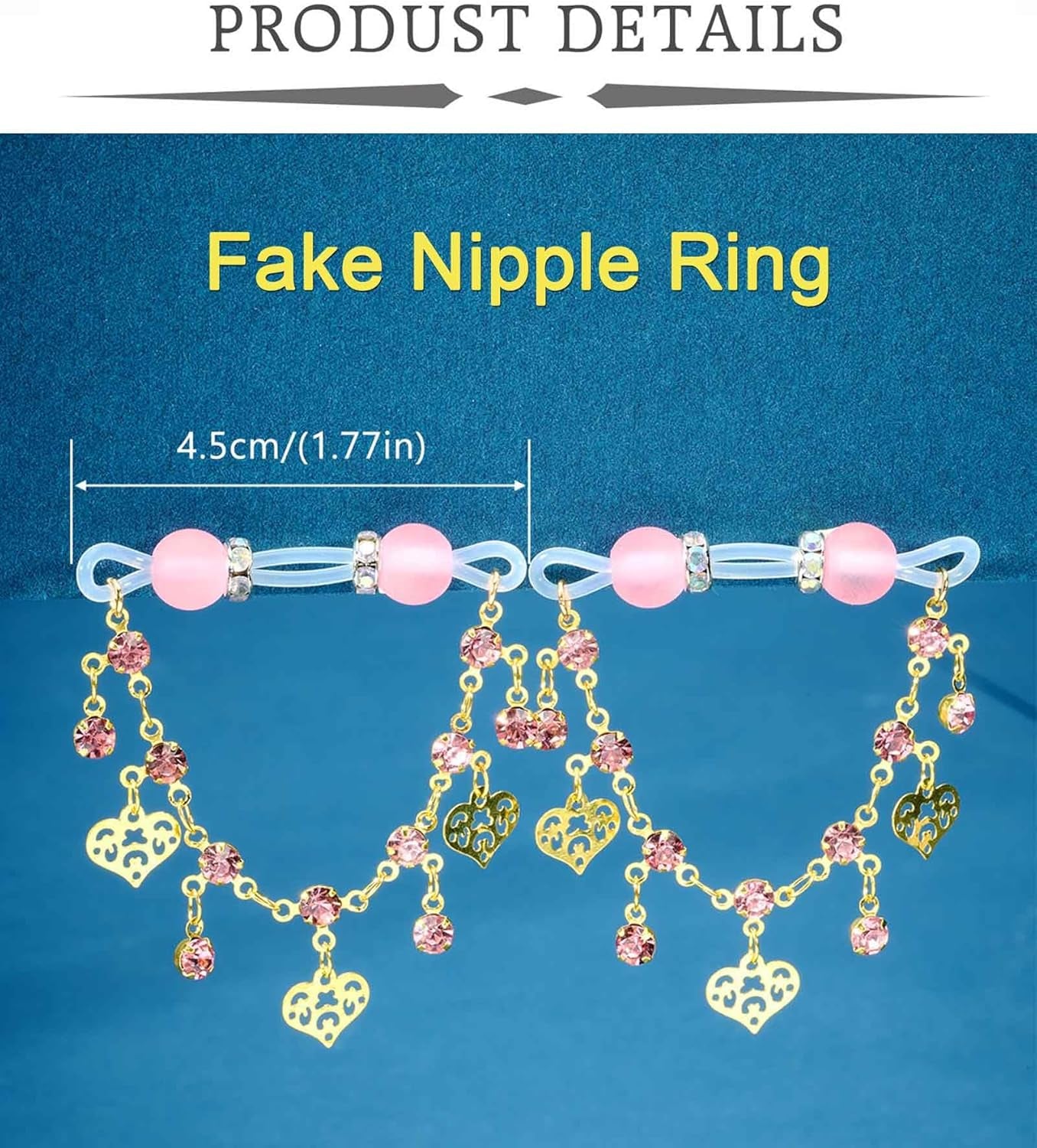 QWALIT Fake Nipple Piercing Fake Nipple Rings Adjustable Elastic Nooses Silicone Ball Cute Pearl Non Piercing Faux Body Jewelry for Women Comfortable Valentine'S Day