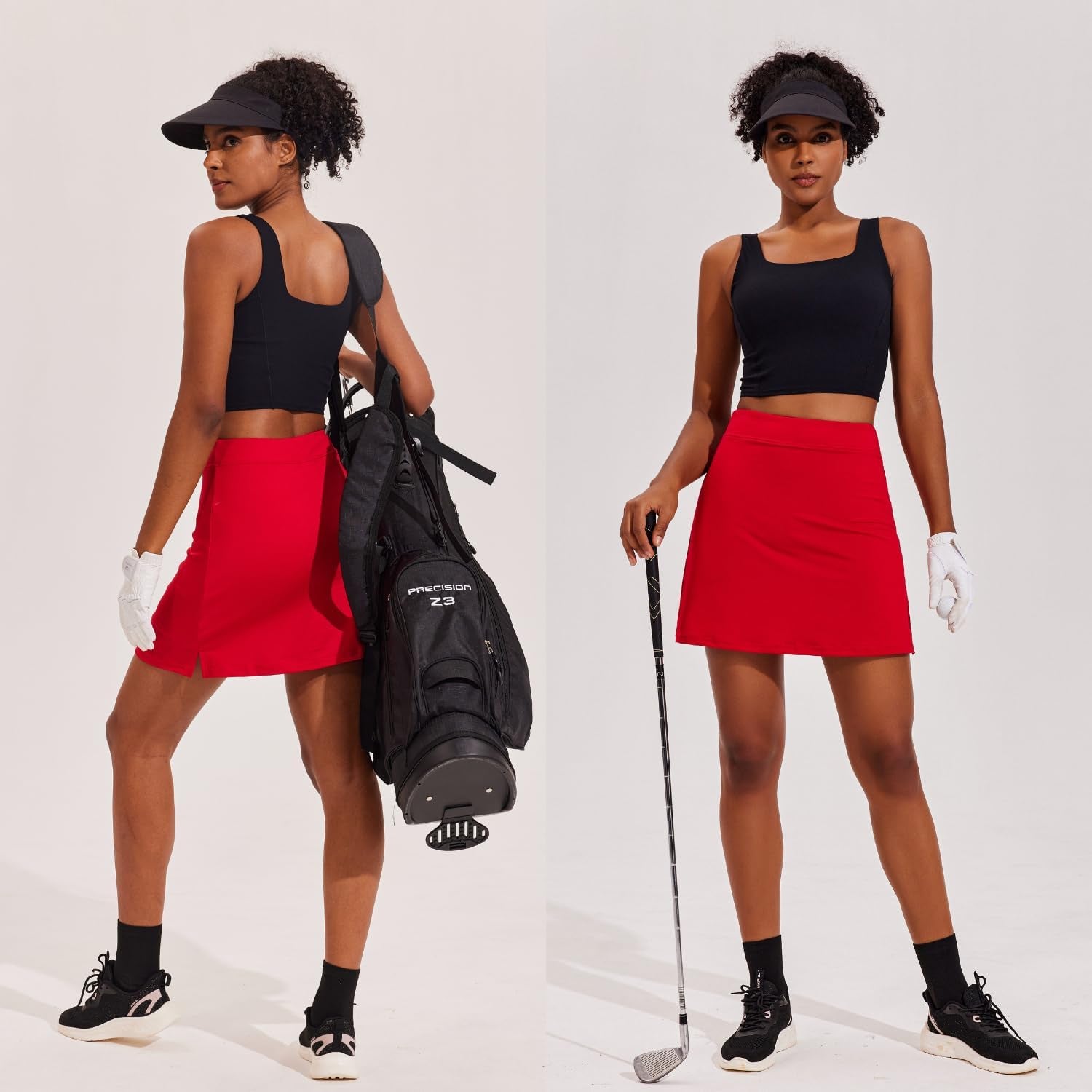 Tennis player wearing Ekouaer athletic skort in white