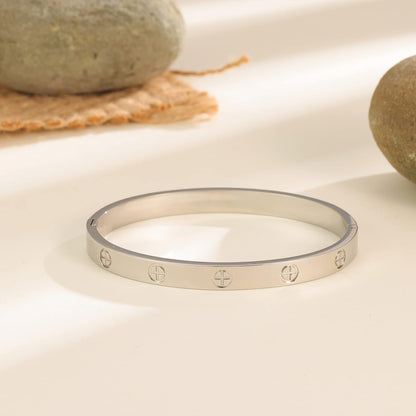 Cuff 18K Gold Plated Stainless Steel Bracelet for Girl for Women and Motherdaughter Oval Bangle Witness the of Love for Couple