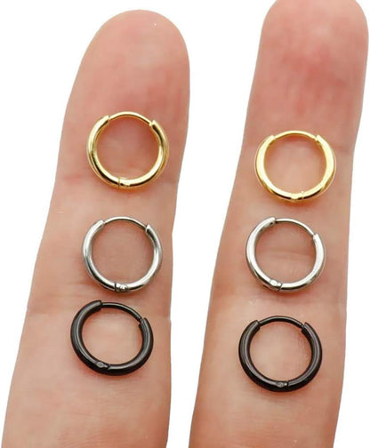 Unisex 18K Real Gold Plating Surgical Steel Sleeper Tiny Hoop Earrings,Nose Ring Septum Ring Helix Ring Daith Ring Lip Ring Nipple Ring Snug Ring Rook Ring Body Piercing Jewelry