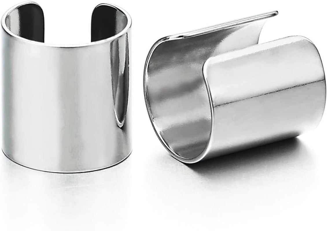 2Pcs Stainless Steel Ear Cuff Ear Clip Non-Piercing Clip on Earrings for Men and Women