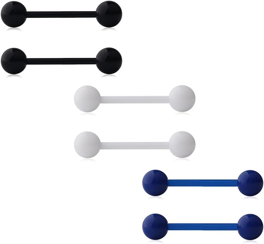 Ruifan 14G 16Mm Acrylic Nipple Tongue Barbell Ring Body Piercing Jewelry Retainer 2-6PCS