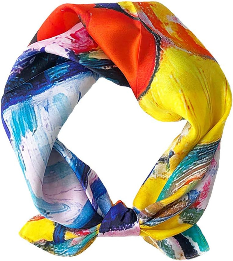 ANDANTINO 100% Mulberry Silk Scarf -21” Lightweight Square Neckerchief – Breathable Digital Printed Scarves with Gift Packed