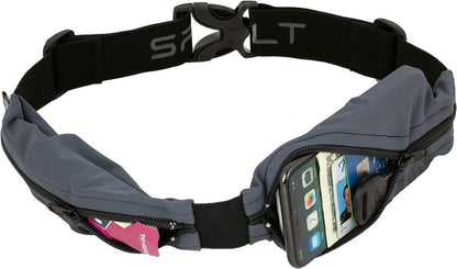SPIbelt dual pocket pro running belt in anthracite with black zipper