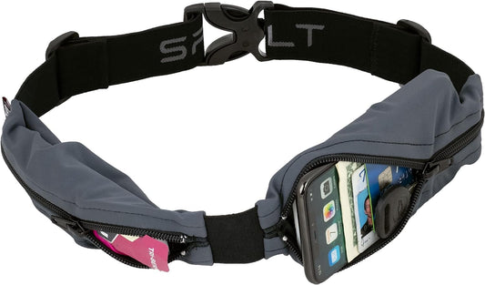 SPIbelt dual pocket pro running belt in anthracite with black zipper