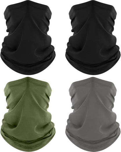 4 Pack Neck Gaiter, Cooling Breathable Face Mask UV Protection Scarf Hiking Bandana for Men/Women