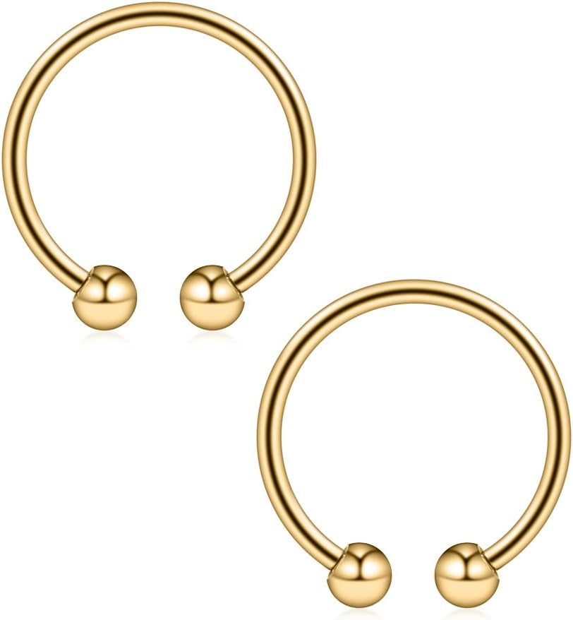 Ruifan 316L Surgical Steel Non-Piercing Fake Faux Clip on Septum Nose Hoop Ring Body Jewelry Piercing Unisex 20 Gauge 5/16"(8Mm) 2-6PCS