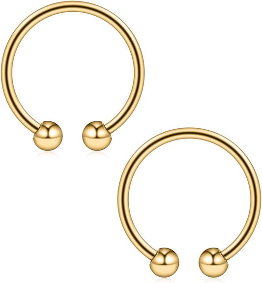 Ruifan 316L Surgical Steel Non-Piercing Fake Faux Clip on Septum Nose Hoop Ring Body Jewelry Piercing Unisex 20 Gauge 5/16"(8Mm) 2-6PCS