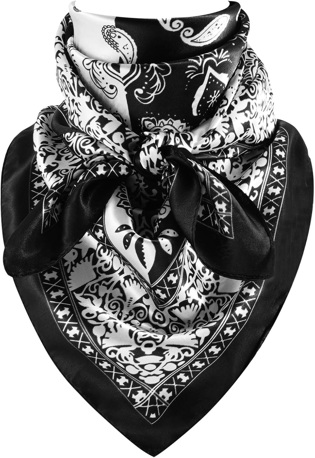 GERINLY 35 Inch Wild Rag Cowboy Scarves for Men, Large Rancher Neckerchief Silk Feel, Oversize Western Bandana