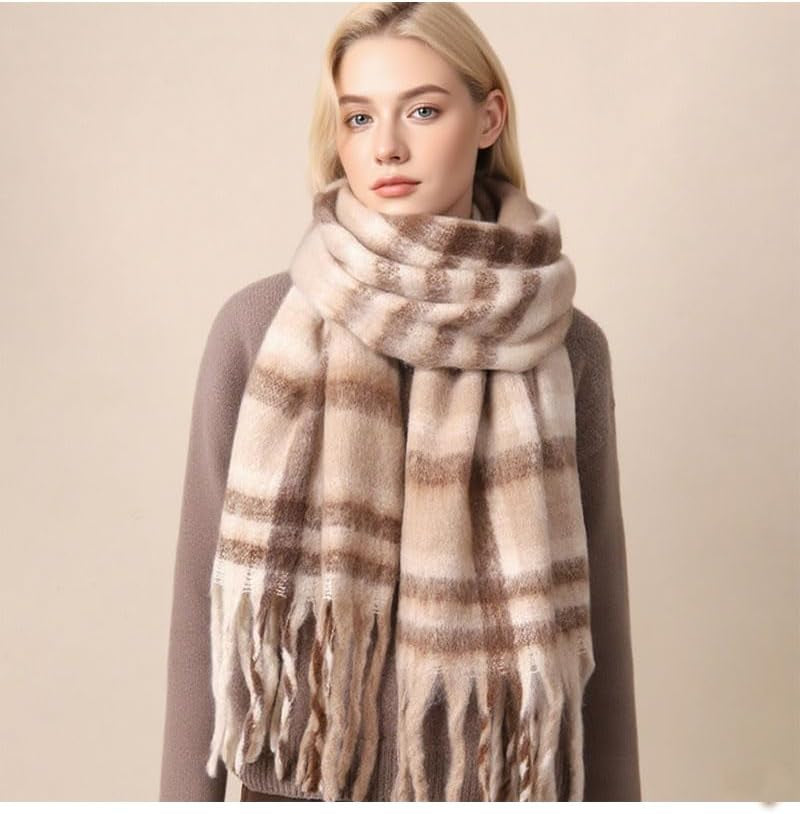 Women'S Winter Scarfs, Mohair Vintage Scarf for Women and Men, Large Chunky Scarf Cashmere Feel Blanket Wrap