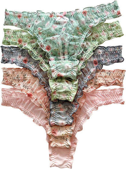 Floral pattern thongs multiple colors in 5 pack collection