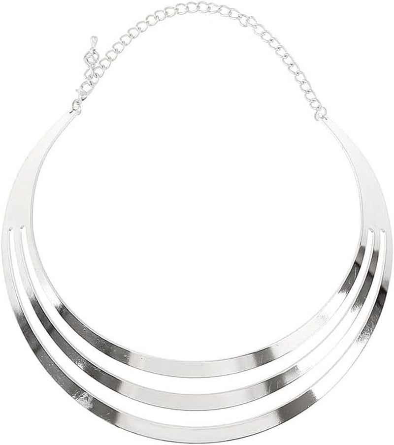 Hewill Chunky Gold Necklace Big Statement Chunky Necklace for Women African Tribe Wide Metal Choker Necklaces Jewelry