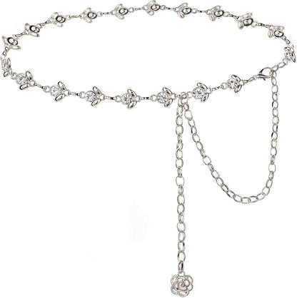 Suyi Chain Belts for Women Rhinestone Waist Chain for Dress