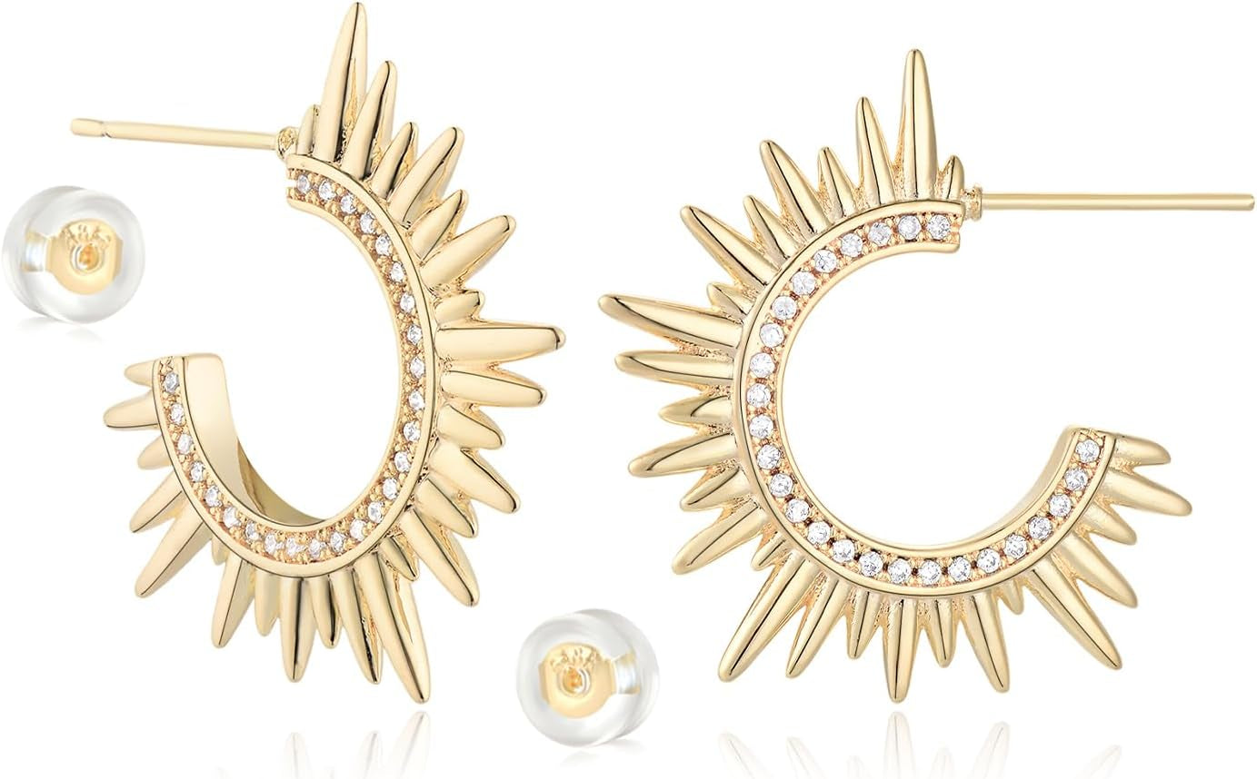 MYEARS Women Hoop Earrings Gold 14K Gold Filled Small Simple Handmade Hypoallergenic Everyday Illusion Jewelry