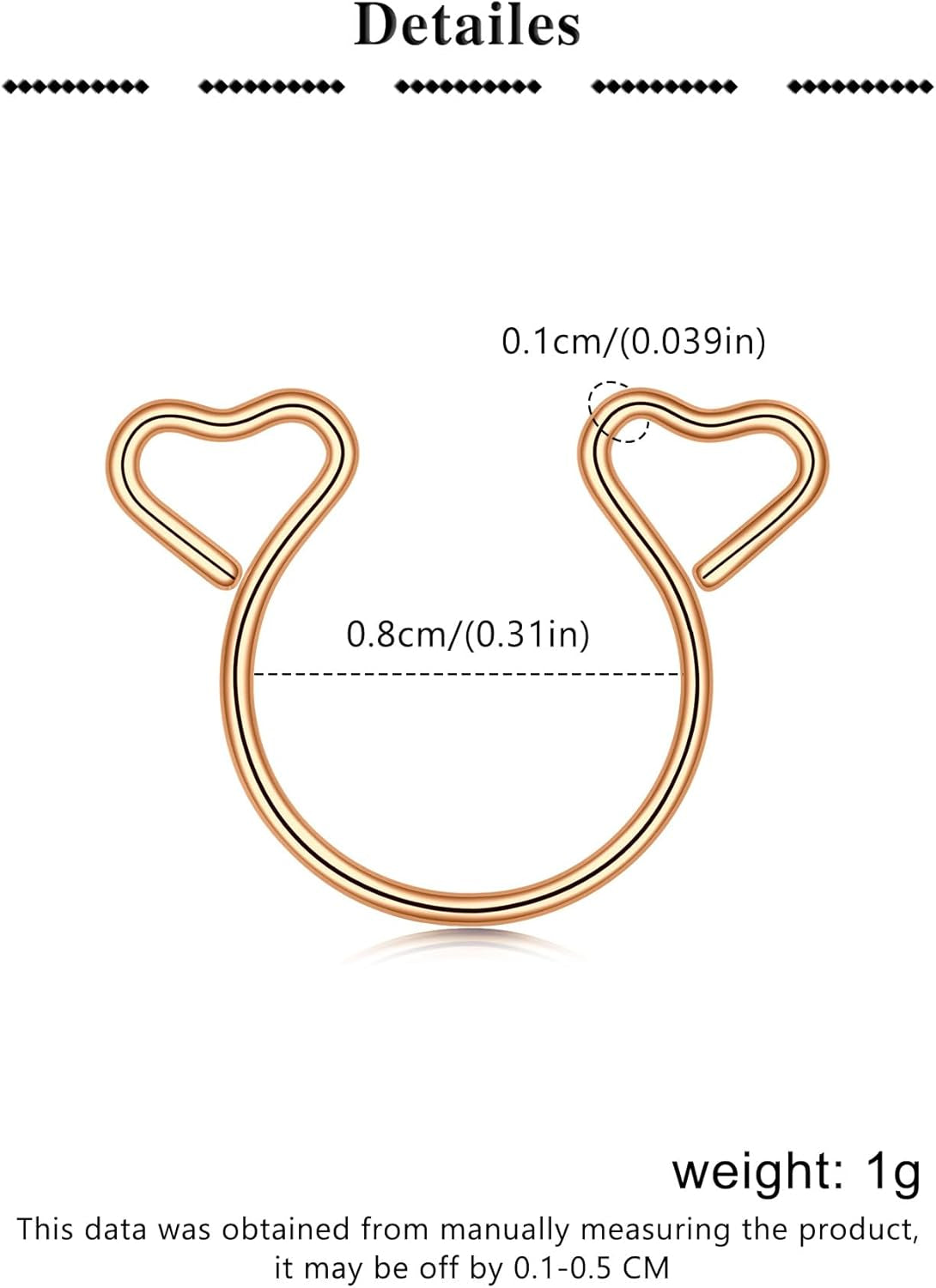 Longita Rose Gold Fake Nipple Rings Non Piercing Nipple Jewelry for Women Adjustable Cute Heart No Piercing Faux Body Jewelry for Women Men Sexy Valentine'S Day 1Pair