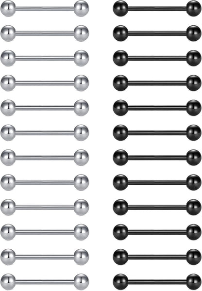 VCMART 12Mm-18Mm 14G Tongue Rings Nipple Straight Barbells Surgical Steel Body Piercing Jewelry
