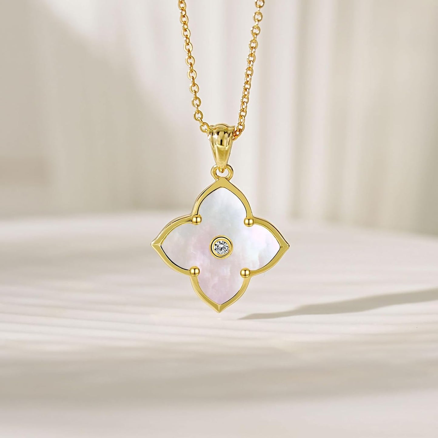 Shinybox Gold Necklace for Women Non Tarnish 14K Gold Filled Necklace Dainty Pendant with Cubic Zirconia Adjustable Chain Choker Lucky Charm Jewelry Gift