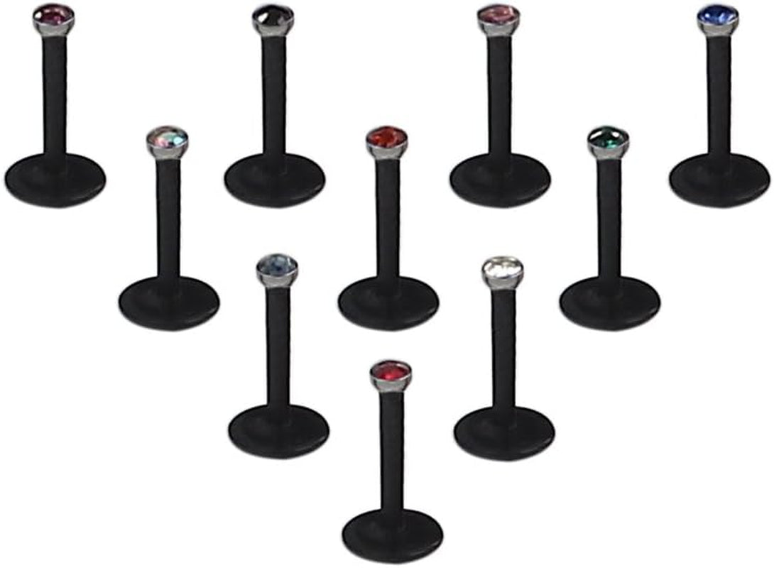 Ruifan 16G Clear UV Flexible Acrylic 2Mm CZ Gem Labret Monroe Lip Ring Tragus Helix Cartilage Earring Stud Barbell Body Piercing Jewelry