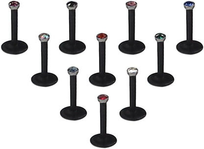 Ruifan 16G Clear UV Flexible Acrylic 2Mm CZ Gem Labret Monroe Lip Ring Tragus Helix Cartilage Earring Stud Barbell Body Piercing Jewelry