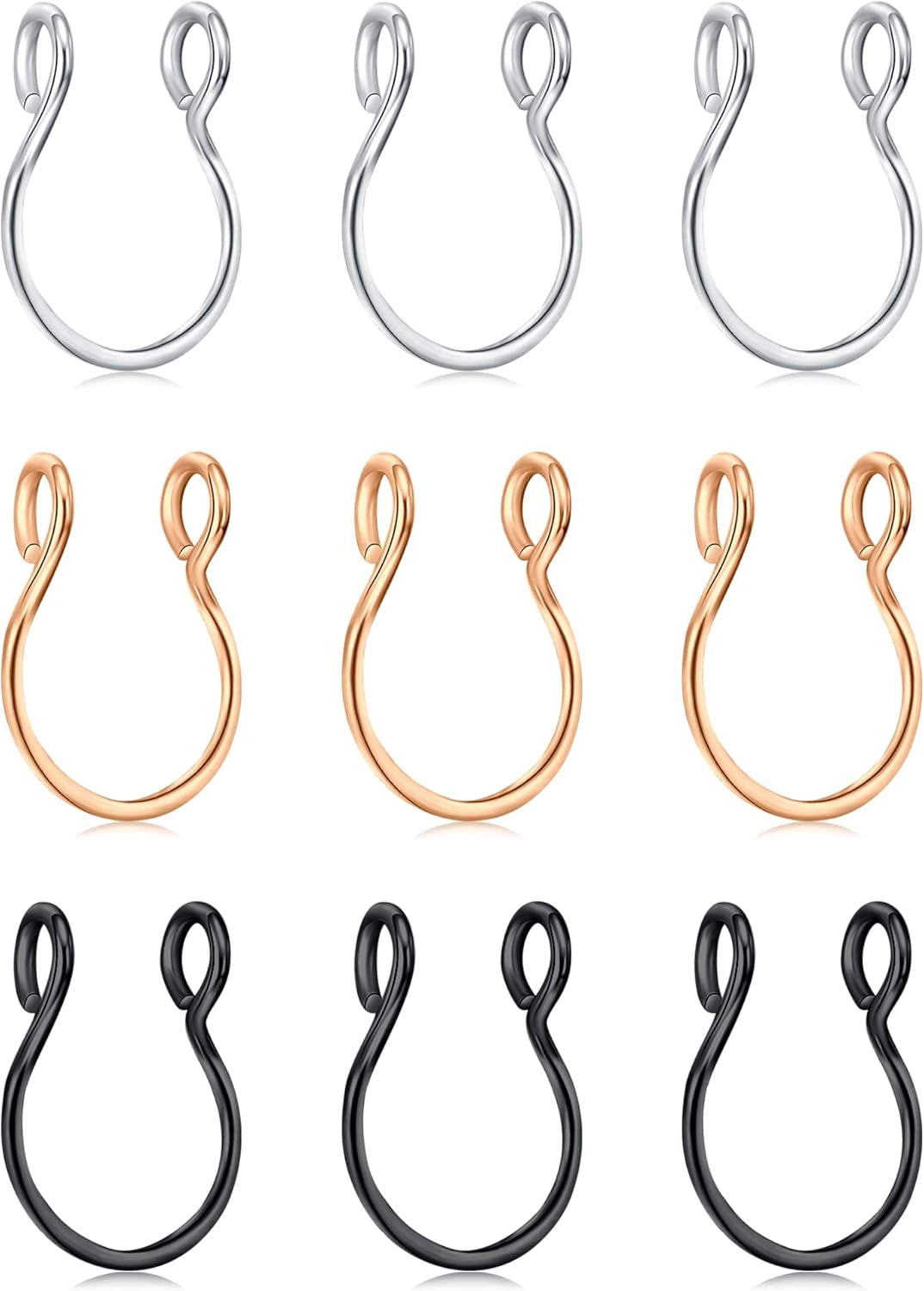 D.Bella Fake Septum Piercing Faux Nose Rings Hoop Stainless Steel Faux Lip Ear Nose Septum Ring Non Piercing Clip on Nose Hoop Rings Body Piercing Jewelry