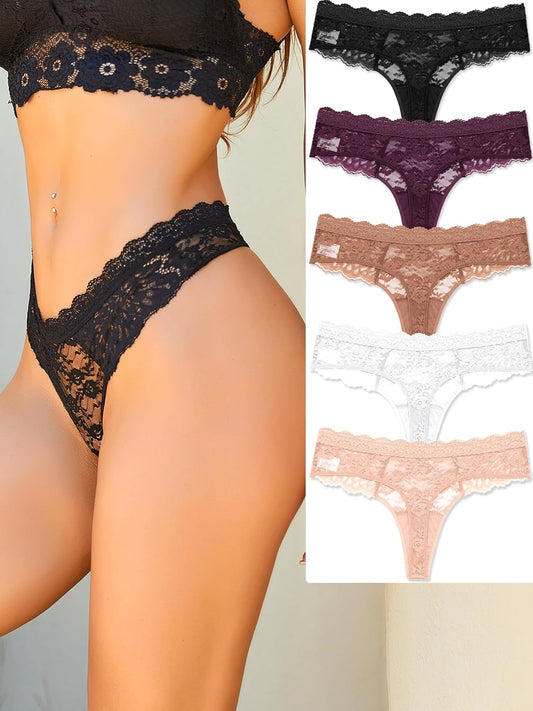 Sexy lace thong panties for women in elegant design and low-rise cut