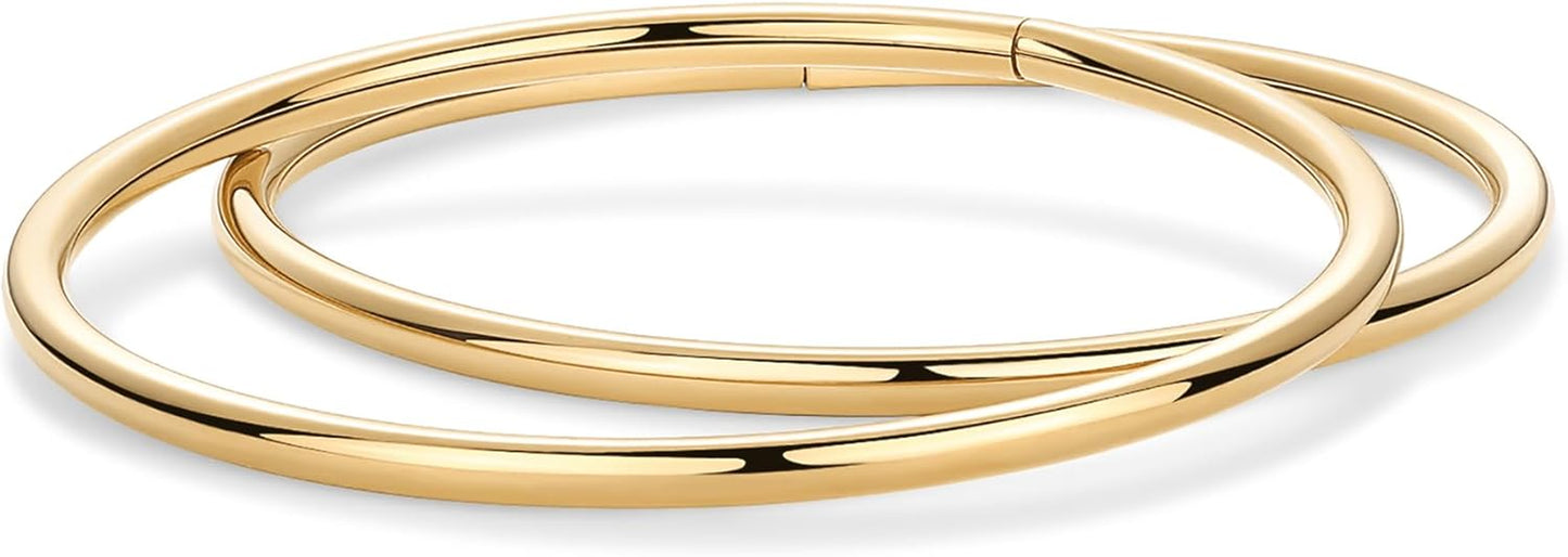PAVOI 14K gold plated classic bangle bracelet single