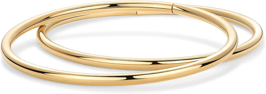 PAVOI 14K Gold Plated Bangle Bracelet for Women | Classic Lightweight Stacking Stainless Steel Bracelet | Single & 2-Pack Bangles