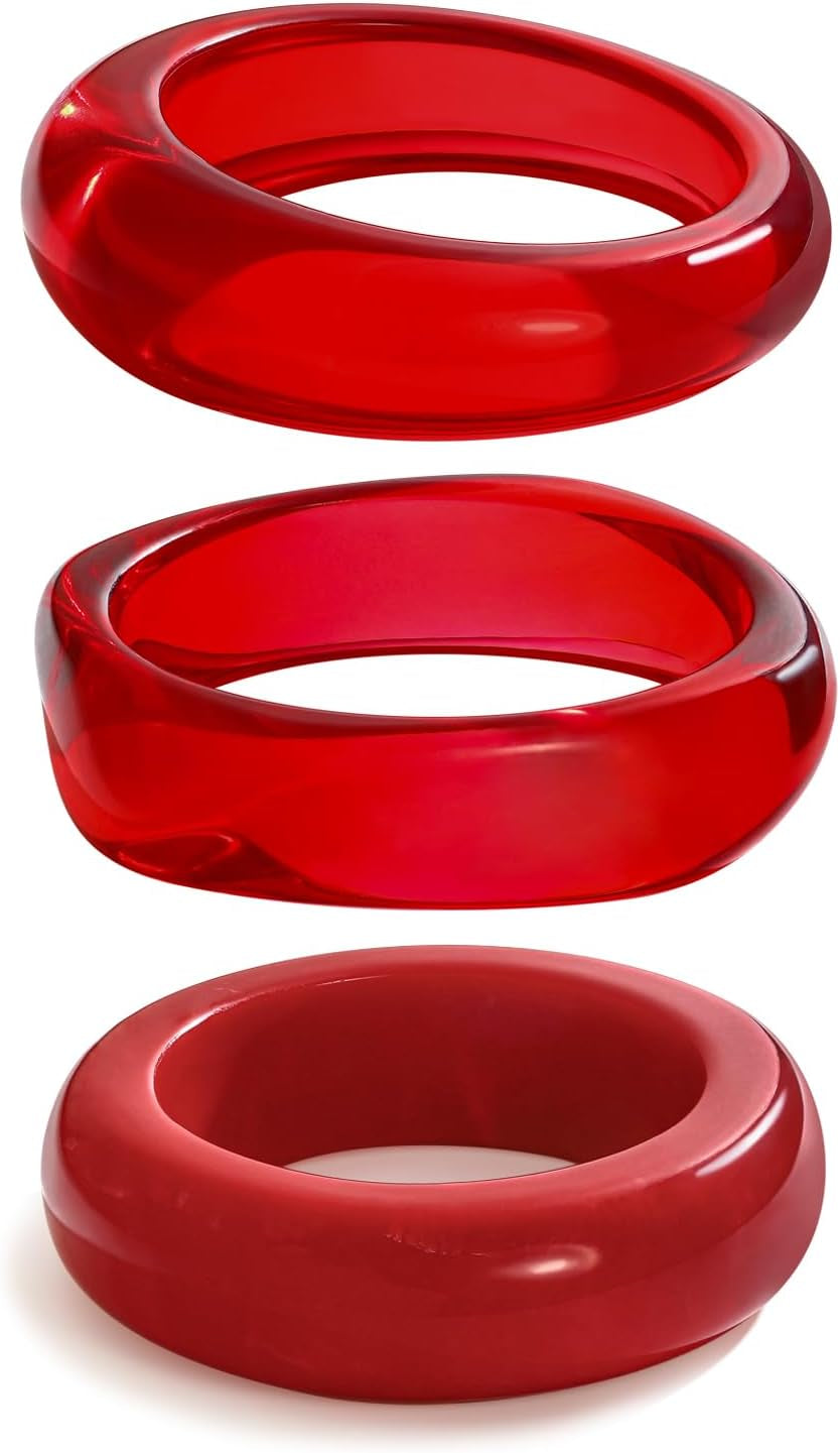 3PCS Colorful Acrylic Resin Bangle Bracelet for Women Boho Geometric Acetate Plate Bracelet Trendy Christmas Jewelry