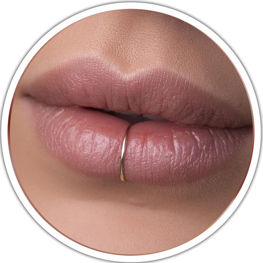 Jolliz Gold Fake Lip Ring - 20 Gauge 14K Gold Filled Lip Piercing Hoop - Lip Ring for Women - Faux Lip Hoop - Gold Lip Piercing Ring