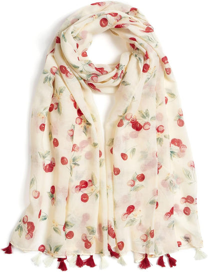 Scarf for Women Lightweight Soft Floral Leopard Printed Scarves Fall Winter Fashion Shawl Wrap with Fringe