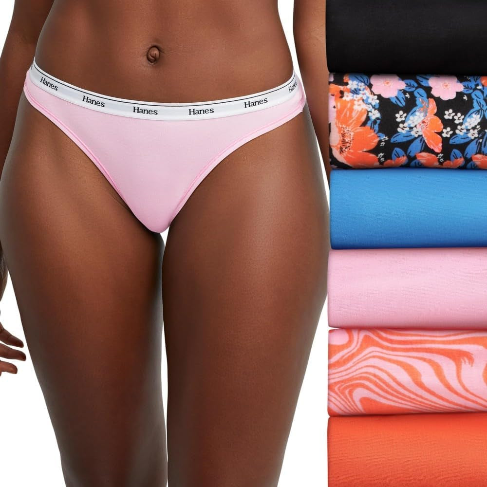 Hanes women's originals thong panties 6-pack assorted colors