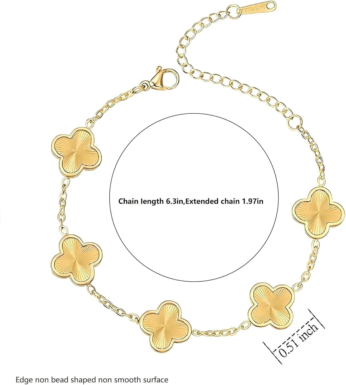 18K Gold-Plated Mother of Pearl Enamel, Adjustable Clover Lucky Bracelet for Women