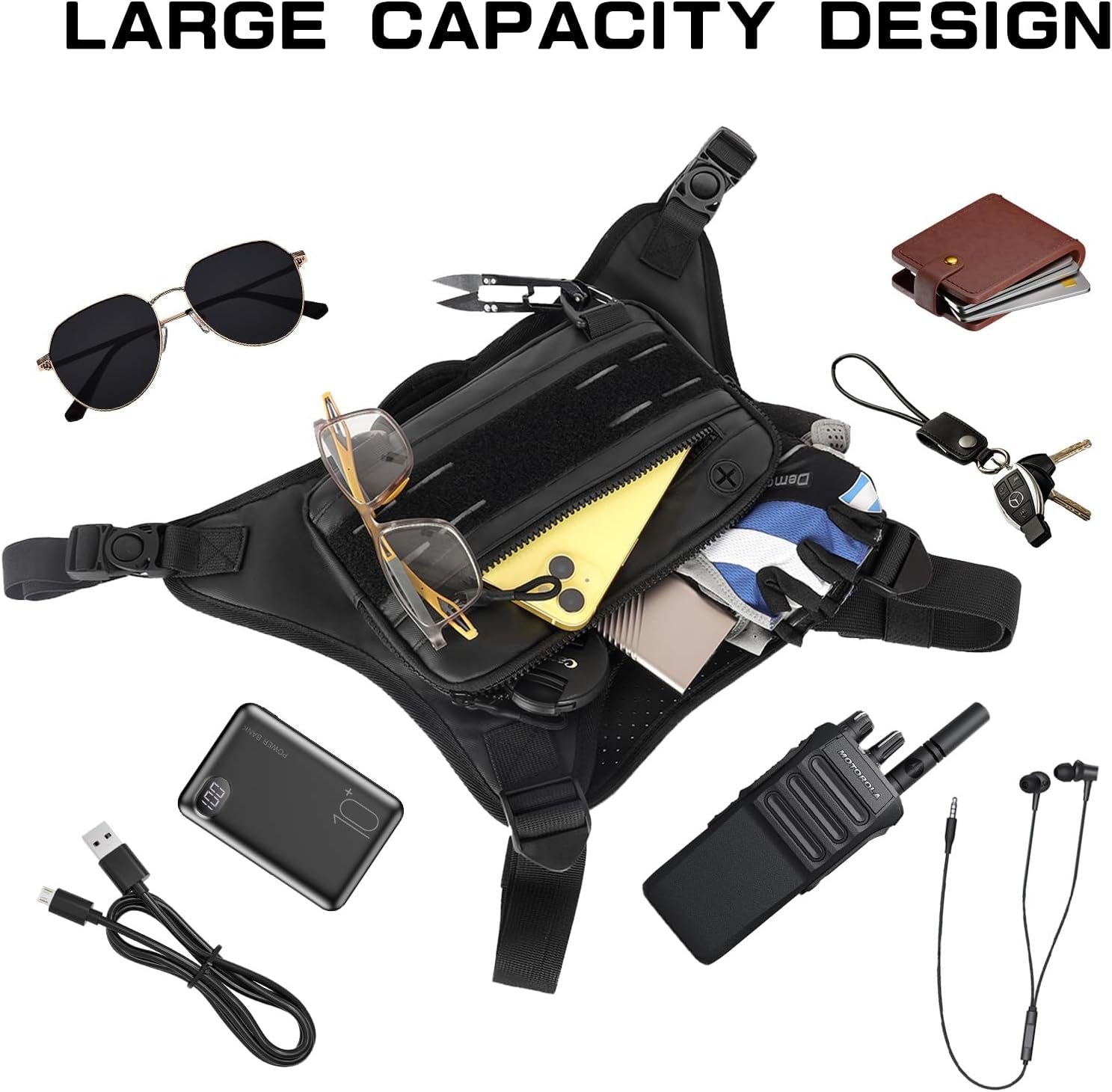 Close-up of phone holder pocket on women's sports chest bag
