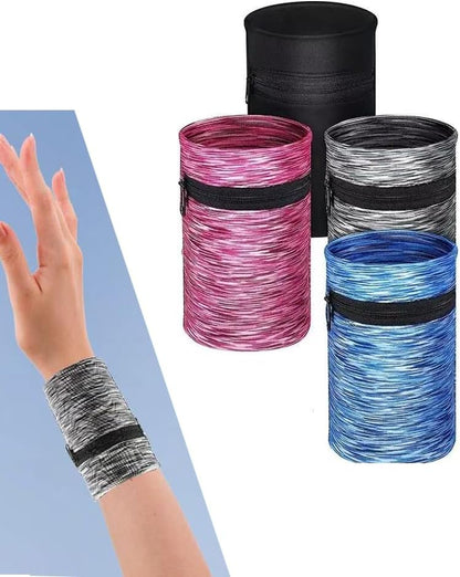 1 Pocket Wrist Wallet Wrist Cell Phone Holder, Ankle Wallet, Sweat Bands, Armband, Hidden Pouch, Wristlet Wallet for Travel, Outdoor Sports Running,Black