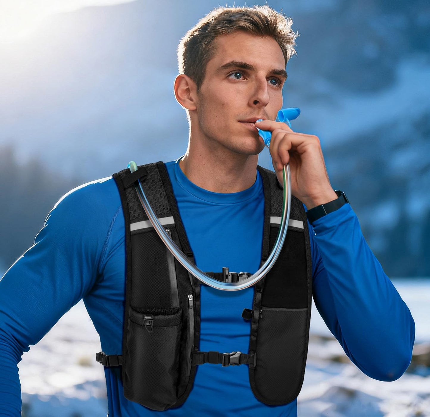 Side pocket storage on lightweight running vest