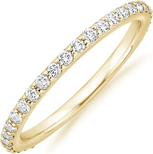 PAVOI 14K gold plated eternity ring with cubic zirconia stones