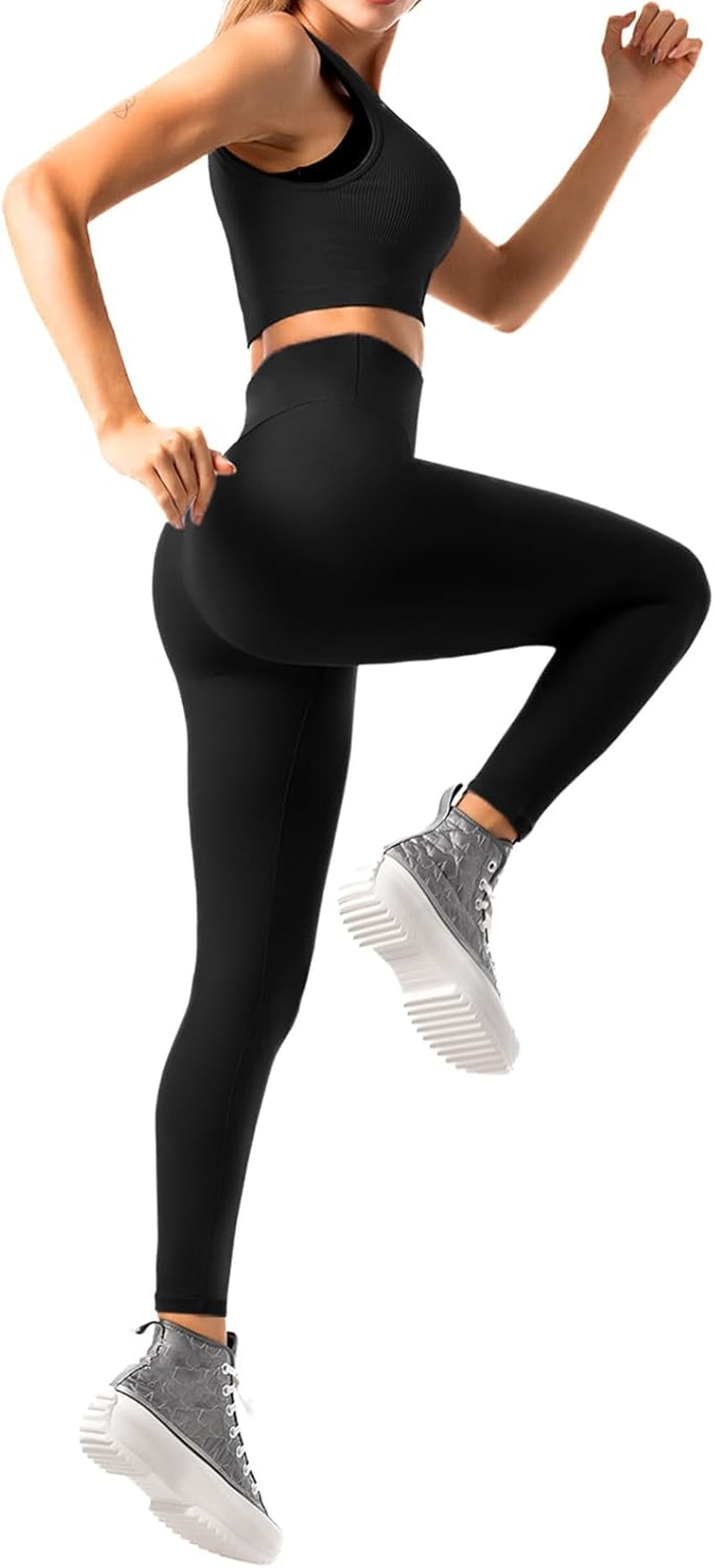 High waisted leggings soft fabric flattering silhouette