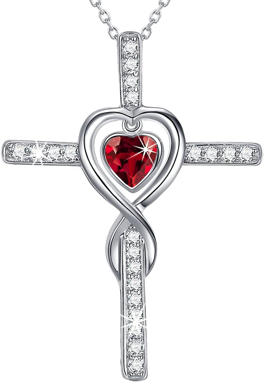 Dorella Love Infinity Christmas Jewelry for Women Birthday Gifts Wife Mom December January Birthstones Blue Topaz Garnet and More Stones Jewelry 925 Sterling Silver