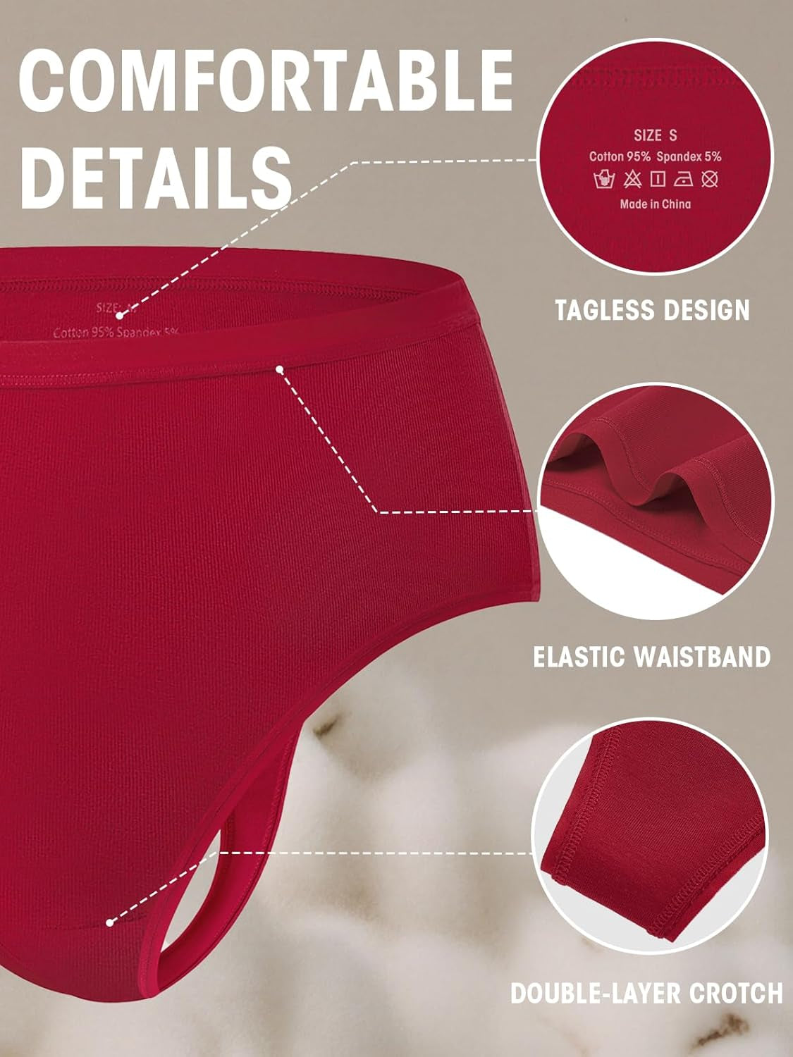 Stretchy seamless cotton thong panties demonstrating invisible blend technology