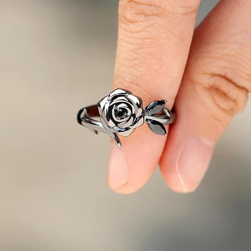 Black rose detail on inspirational self-love jewelry piece