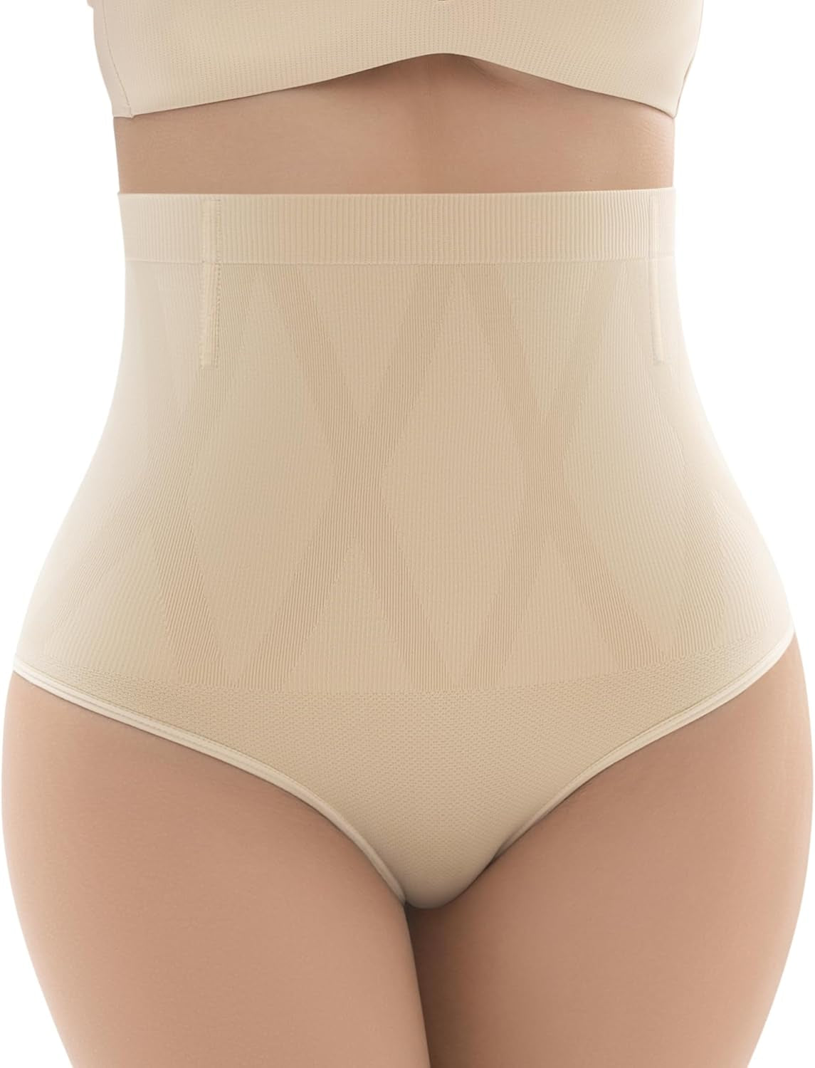 High-waisted seamless tummy control shapewear briefs in black