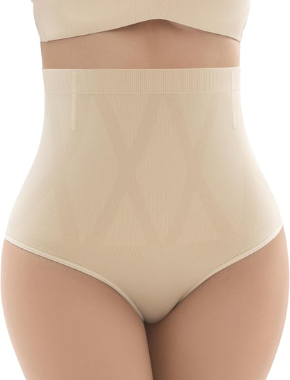 High-waisted seamless tummy control shapewear briefs in black