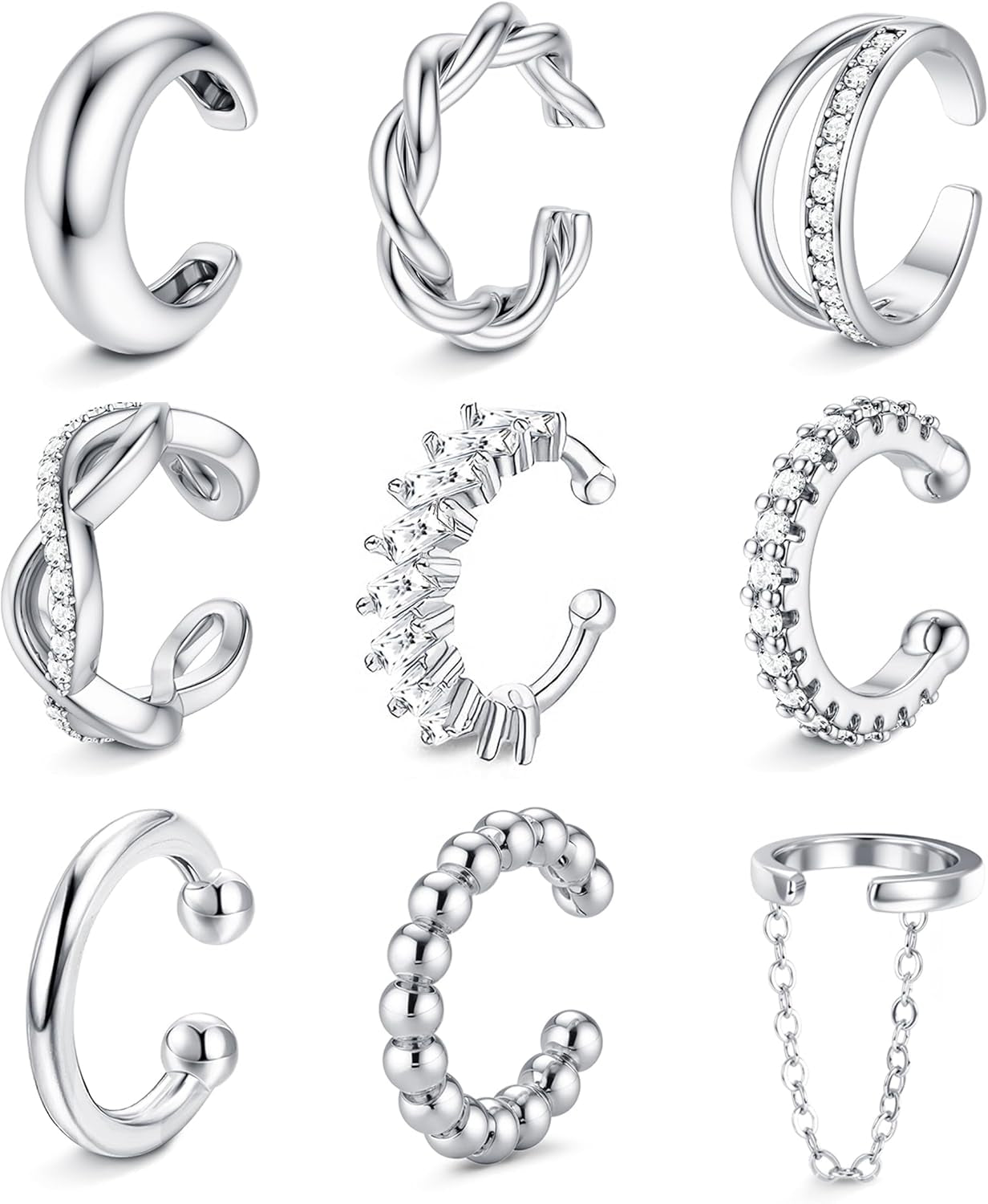 9PCS Ear Cuffs Earrings for Women Non Piercing 14K Gold Plated - Hypoallergenic Adjustable Ear Cuffs Trendy Non Tarnish Clip on Cartilage Fake Earring Stacks Wrap Jewelry