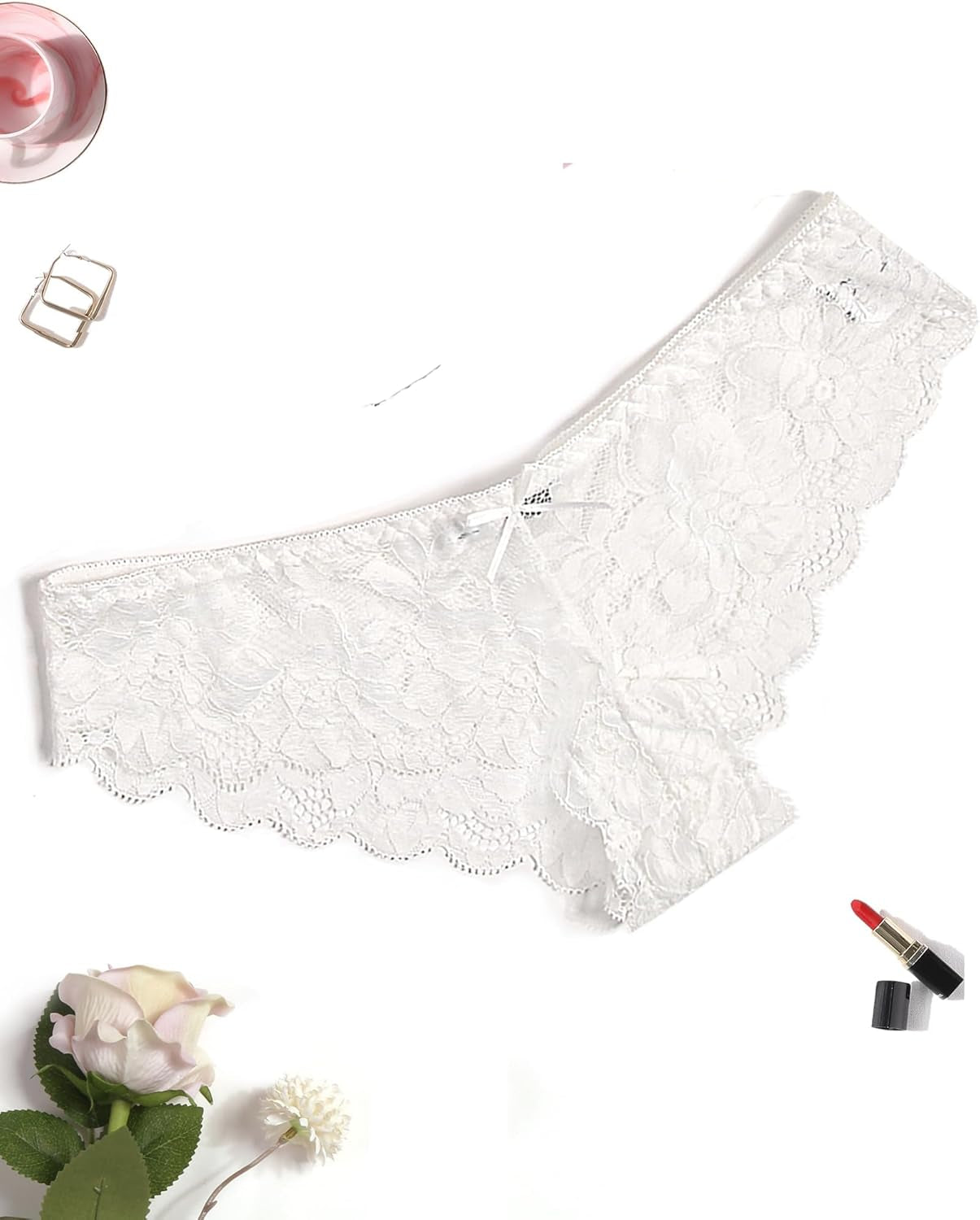 Avidlove Women Floral Lace Panties Sexy Hipster Underwear Cheeky Bikini Panties V-Shape Waistband Tangas