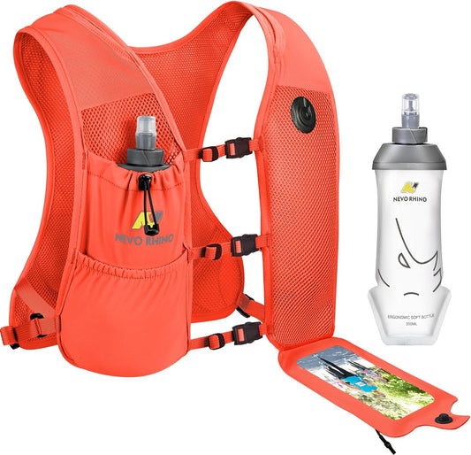 Running hydration vest with attached soft water flask