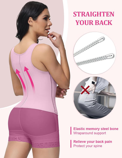 Postpartum woman using SHAPSHE waist trainer for recovery