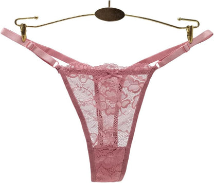 Lace thong panties invisible under clothing