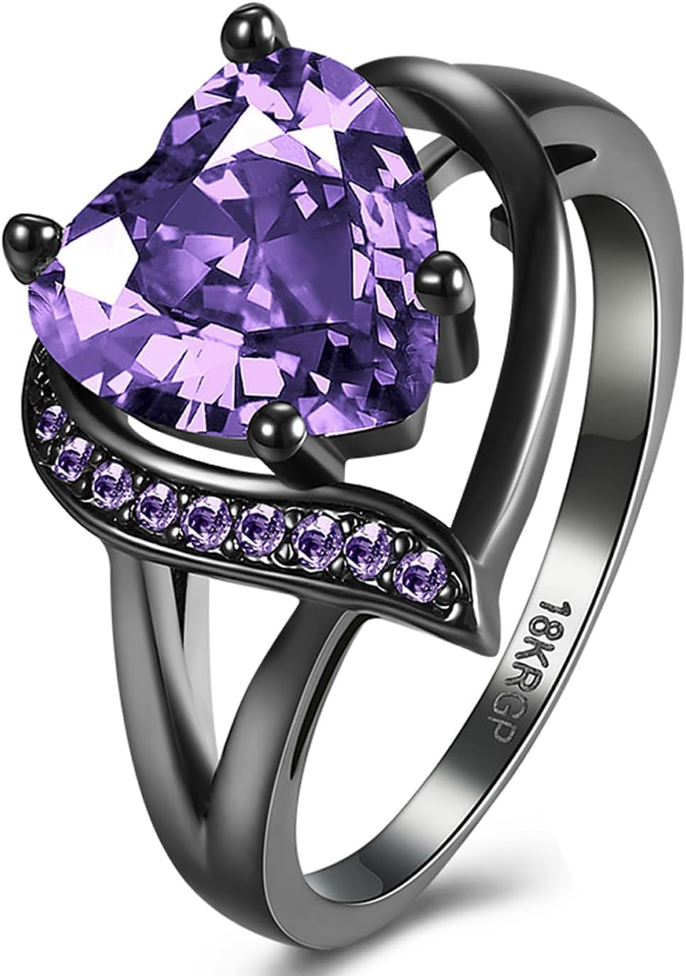 Engagement Rings for Women AAA+ Heart Cubic Zirconia Promise Rings for Her Womens Rings Black Gold Gothic Rings Christmas Gifts Fashion Wedding Rings Statement Rings for Women