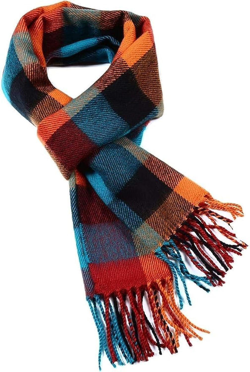 A.WAVE Premium Soft-Touch Plaid Tassel Scarf for Men, Elegant Winter Wrap