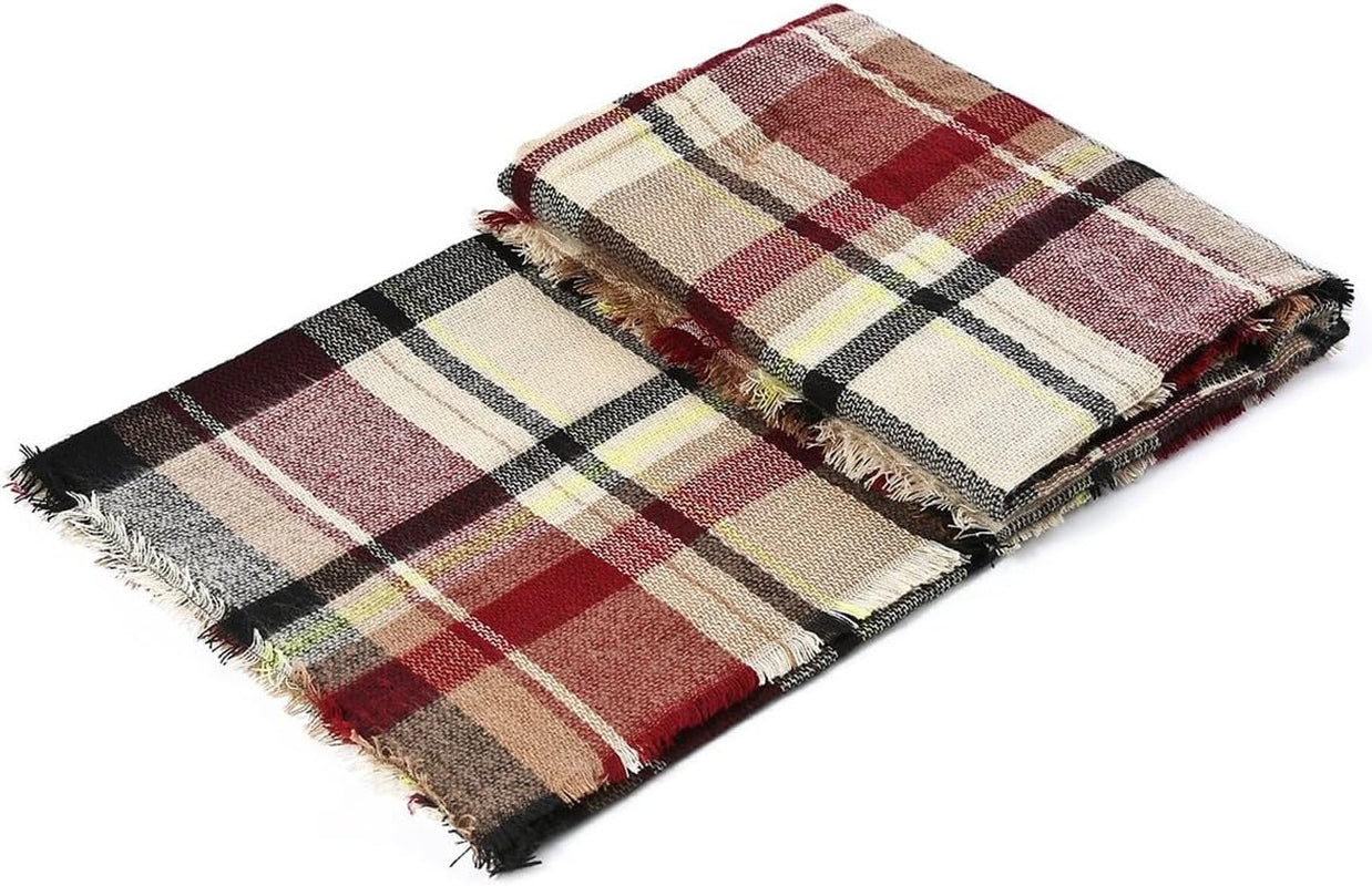 American Trends Womens Fall Winter Scarf Plaid Tassel Soft Warm Blanket Scarves Womens Shawl Wraps